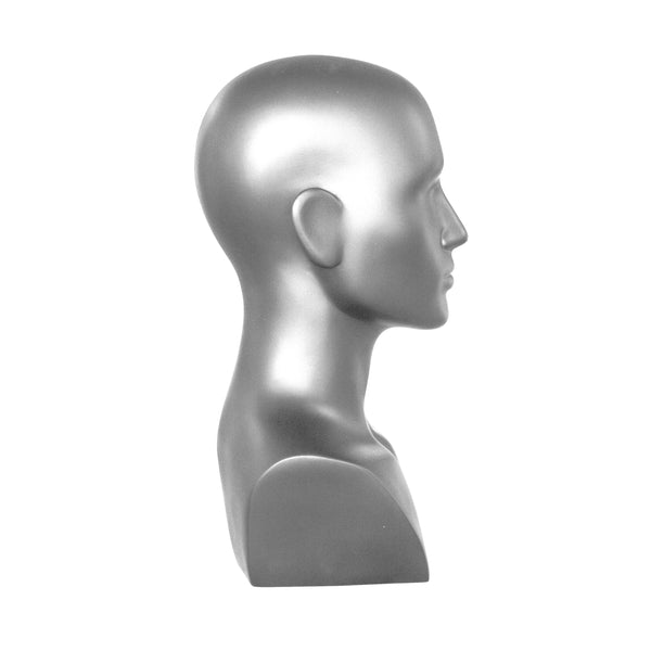 MHB02 Male Head Bust Mannequin in Silver
