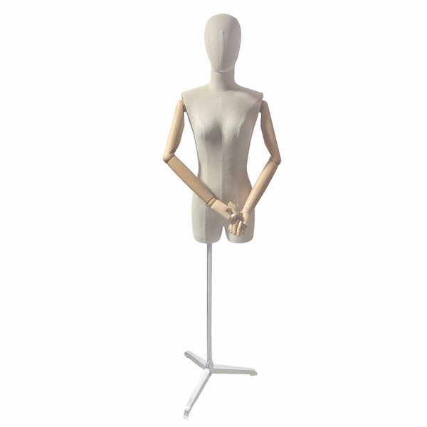 FTAG06 Female White Linen Fabric Torso