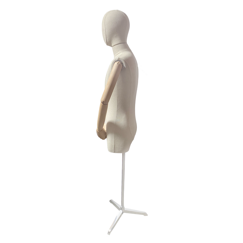 MTAG07 Male White Linen Fabric Torso