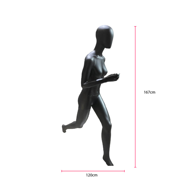 FR12 Female Jogging Matt Black Mannequin ( HIRE )