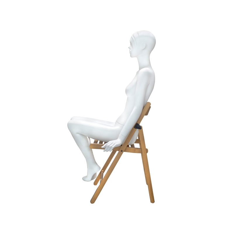 AB2 Seated Female Matt White Mannequin with Face