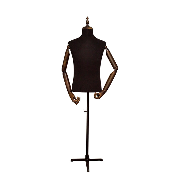MTHA3 Male Black Torso with Wooden Arms & Cap