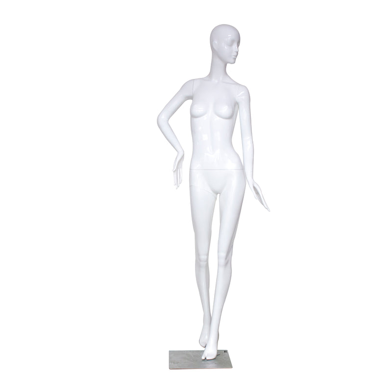 B5 White Gloss Standing Female Mannequin with Face