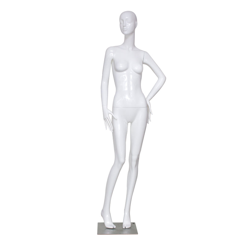 F6 White Gloss Female Mannequin with Face