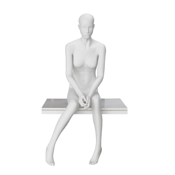 ST-30 Seated Female Matt White Mannequin with Face